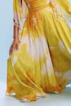 Buy_Dolly J_Yellow Chiffon Embellished Pearl Jumpsuit Ruya Watercolour Print With Cape _Online_at_Aza_Fashions