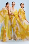 Shop_Dolly J_Yellow Chiffon Embellished Pearl Jumpsuit Ruya Watercolour Print With Cape _Online_at_Aza_Fashions