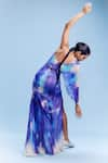 Shop_Dolly J_Blue Chiffon Embellished Bead Square Sitara Watercolour Draped Gown _at_Aza_Fashions