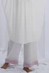 KHAT_White Crepe Silk Solid Round Kaftan And Pant Set _Online_at_Aza_Fashions