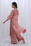 Khat_Pink Chanderi Silk Embroidery Round Neck Kurta With Pant _at_Aza_Fashions