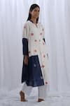 Buy_KHAT_White Handloom Cotton Woven Polka Dot Color Block Gathered Tunic With Pant _at_Aza_Fashions