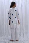 Shop_KHAT_White Poplin Cotton Woven Polka Dot V Neck Pattern Tunic With Pant _at_Aza_Fashions