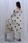 Shop_KHAT_White Handloom Cotton Print Polka Dot Round Neck Pattern Kurta And Pant Set _Online_at_Aza_Fashions