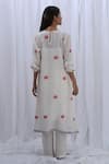 Shop_KHAT_White Handloom Cotton Woven Polka Dot Round Contrast Pattern Tunic With Pant _at_Aza_Fashions