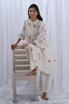 Buy_KHAT_White Handloom Cotton Woven Polka Dot Gathered Yoke Pattern Tunic With Pant _Online_at_Aza_Fashions