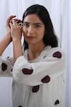 Buy_KHAT_White Handloom Cotton Woven Polka Dot Frilled Neck Pattern Tunic _Online_at_Aza_Fashions