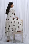 Shop_KHAT_White Handloom Cotton Woven Polka Dot Frilled Neck Pattern Kurta With Pant _at_Aza_Fashions