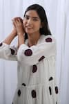 Buy_KHAT_White Handloom Cotton Woven Polka Dot Frilled Neck Pattern Kurta With Pant _Online_at_Aza_Fashions