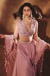 Buy_Anshika Tak Label_Pink Cape And Pant Crepe Embroidered Cutdana Ethereal Elegance Sharara Set _Online_at_Aza_Fashions