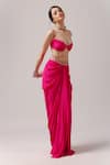 Anshika Tak Label_Fuchsia Skirt And Blouse Crepe Embroidered Bead Dream Floral Jacket Draped Set _at_Aza_Fashions