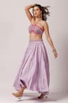 Anshika Tak Label_Purple Blouse Beaded Embroidered Halter Neck Dream Lehenga Set_Online_at_Aza_Fashions