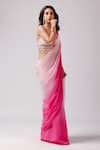 Anshika Tak Label_Pink Saree Crepe Embroidered Bead Rosy Radiance Pre-draped With Blouse _Online_at_Aza_Fashions