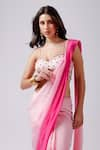 Buy_Anshika Tak Label_Pink Saree Crepe Embroidered Bead Rosy Radiance Pre-draped With Blouse _Online_at_Aza_Fashions