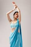 Buy_Anshika Tak Label_Blue Saree Crepe Embroidered Cerulian Skyline Ombre Pre-draped With Blouse _Online_at_Aza_Fashions