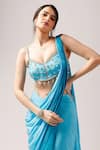 Shop_Anshika Tak Label_Blue Saree Crepe Embroidered Cerulian Skyline Ombre Pre-draped With Blouse _Online_at_Aza_Fashions