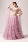 Buy_Anshika Tak Label_Pink Lehenga And Dupatta Net Embroidered Sequin Square Pastel Dream Set _at_Aza_Fashions