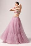 Anshika Tak Label_Pink Lehenga And Dupatta Net Embroidered Sequin Square Pastel Dream Set _Online_at_Aza_Fashions