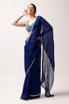 Buy_Anshika Tak Label_Blue Saree Organza Embroidered Moonlit Elegance Pre-draped Pleated With Blouse _Online_at_Aza_Fashions