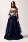 Buy_Anshika Tak Label_Blue Lehenga Crepe Embroidered Katori Sequin Sweetheart Pleated Set _at_Aza_Fashions