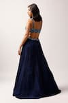 Shop_Anshika Tak Label_Blue Lehenga Crepe Embroidered Katori Sequin Sweetheart Pleated Set _at_Aza_Fashions