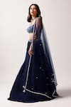 Anshika Tak Label_Blue Lehenga Crepe Embroidered Katori Sequin Sweetheart Pleated Set _Online_at_Aza_Fashions