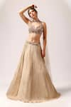 Buy_Anshika Tak Label_Beige Lehenga Crepe Embroidered Katori Sequin Sweetheart Pleated Set _at_Aza_Fashions