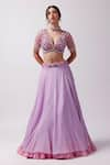 Buy_Anshika Tak Label_Purple Lehenga Crepe Embroidered Katori Sequin Leaf Waistline Layered Set _at_Aza_Fashions