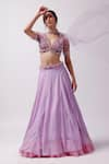 Anshika Tak Label_Purple Lehenga Crepe Embroidered Katori Sequin Leaf Waistline Layered Set _Online_at_Aza_Fashions