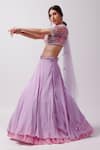 Buy_Anshika Tak Label_Purple Lehenga Crepe Embroidered Katori Sequin Leaf Waistline Layered Set _Online_at_Aza_Fashions