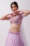 Shop_Anshika Tak Label_Purple Lehenga Crepe Embroidered Katori Sequin Leaf Waistline Layered Set _Online_at_Aza_Fashions