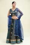 Buy_Paulmi And Harsh_Blue Organza Embroidery V-neck Floral Print Multi Kali Lehenga Set _Online_at_Aza_Fashions