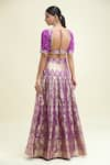 Shop_Studio Iris India_Purple Lehenga And Blouse Banarasi Silk Woven Floral V Neck Shehnaaz Set _at_Aza_Fashions