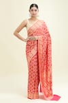 Buy_Suruchi Parakh_Red Banarasi Woven Bandhani Saree With Unstitched Blouse Piece _at_Aza_Fashions