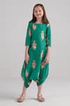 Buy_Pasha India_Green Rayon Floral Jade Pattern Dhoti Jumpsuit _at_Aza_Fashions