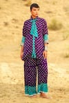 Buy_The Home Affair_Purple Pure Crushed  Lining Tie Bandhani Pattern Kurta Pant Set _at_Aza_Fashions