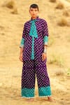 The Home Affair_Purple Pure Crushed  Lining Tie Bandhani Pattern Kurta Pant Set _at_Aza_Fashions