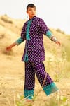 Buy_The Home Affair_Purple Pure Crushed  Lining Tie Bandhani Pattern Kurta Pant Set 