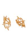 Shop_Gaurish bespoke jewellery_Gold Plated La Croix Textured Stud Earrings _at_Aza_Fashions