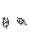 Gaurish bespoke jewellery_Silver Plated La Croix Textured Detail Stud Earrings _Online_at_Aza_Fashions