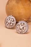 Buy_Gaurish bespoke jewellery_Silver Plated Stone Couler Da Studded Round Earrings _at_Aza_Fashions