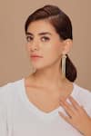 Buy_Gaurish bespoke jewellery_Gold Plated Stone Lerez Studded Fringe Earrings _at_Aza_Fashions