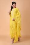 Shop_Nidhi Kejriwal_Yellow Chanderi, Denim Embroidery, Cut Work Round Neck Floral Kurta Pant Set _Online_at_Aza_Fashions