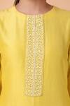 Buy_Nidhi Kejriwal_Yellow Chanderi, Denim Embroidery, Cut Work Round Neck Floral Kurta Pant Set 