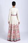 Shop_Basil Leaf_Off White Tussar Printed Floral Round Jacket Anarkali And Dupatta Set _at_Aza_Fashions