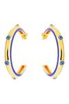 Shop_Isharya_Gold Plated Crystals Evil Eye Embellished Hoops_at_Aza_Fashions