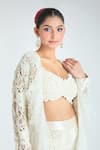 Buy_Ridhima Bhasin_White Embroidery Bead Jacket Open Embellished With Straight Pant Set 