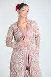 Buy_Ridhima Bhasin_Pink Embroidery Bead Blouse Square Floral Jacket Draped Pant Set _Online_at_Aza_Fashions