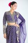 Ridhi Mehra_Purple Embroidery Sequin V Neck Work Fishcut Lehenga Set _at_Aza_Fashions