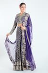 Buy_Ridhi Mehra_Purple Embroidery Sequin V Neck Work Fishcut Lehenga Set 